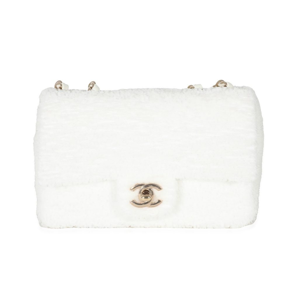 Chanel White Sequin Single Flap Bag